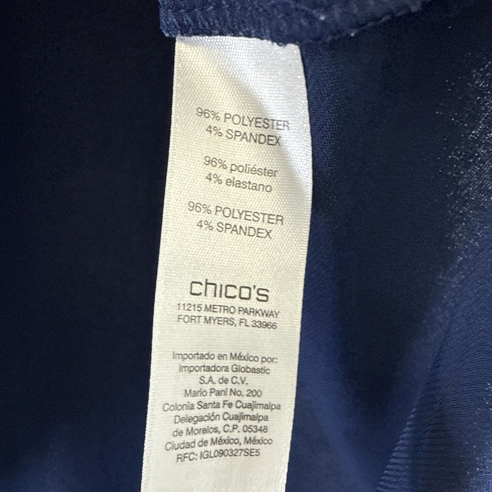 Chicos Womens Top Size XL Solid Blue A Line Short Sleeve Slinky Stretch Pullover - Picture 5 of 7